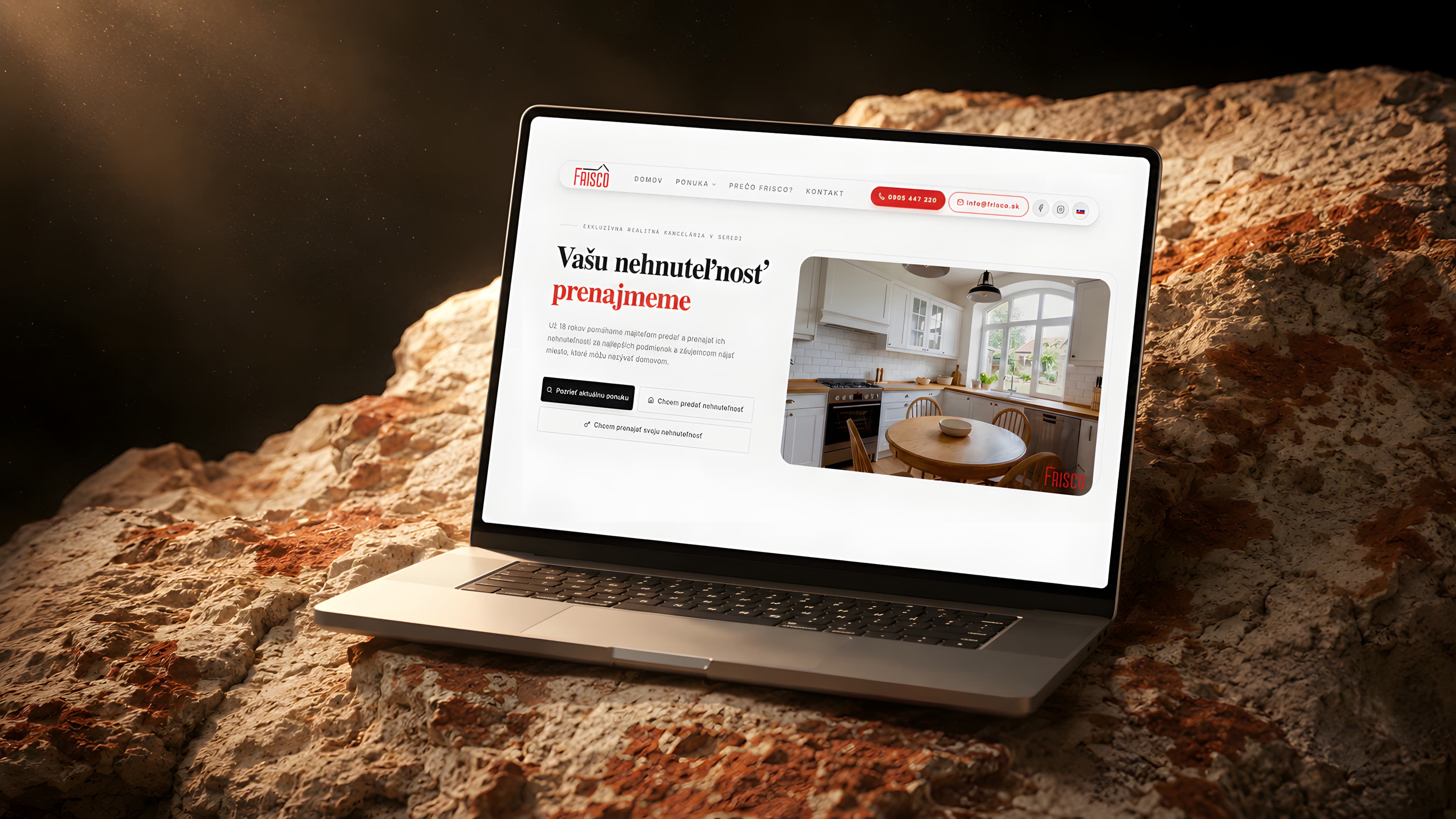 FRISCO realitná kancelária. ukážka projektu