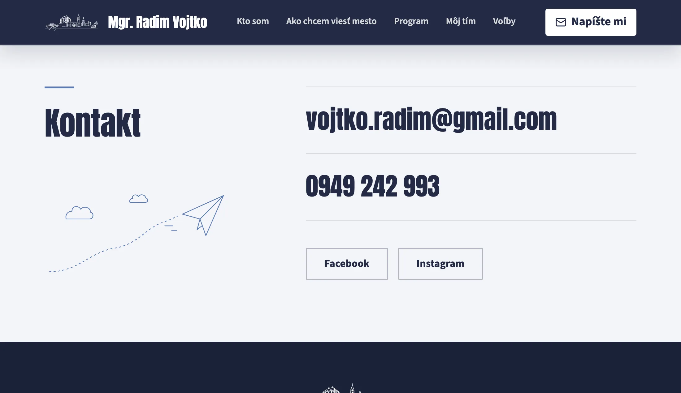 Kontakt na radimvojtko.sk na notebooku