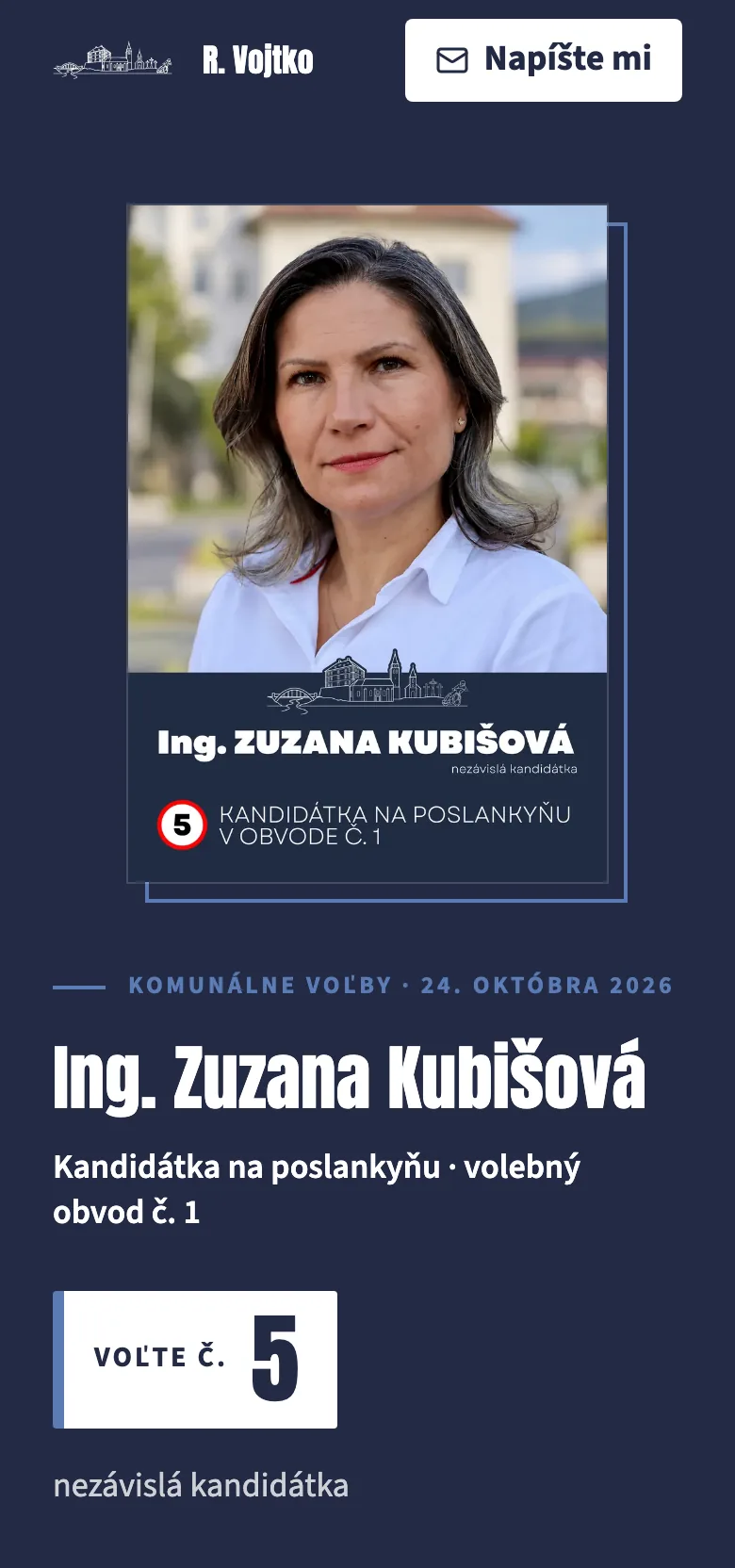 Stránka kandidátky na telefóne
