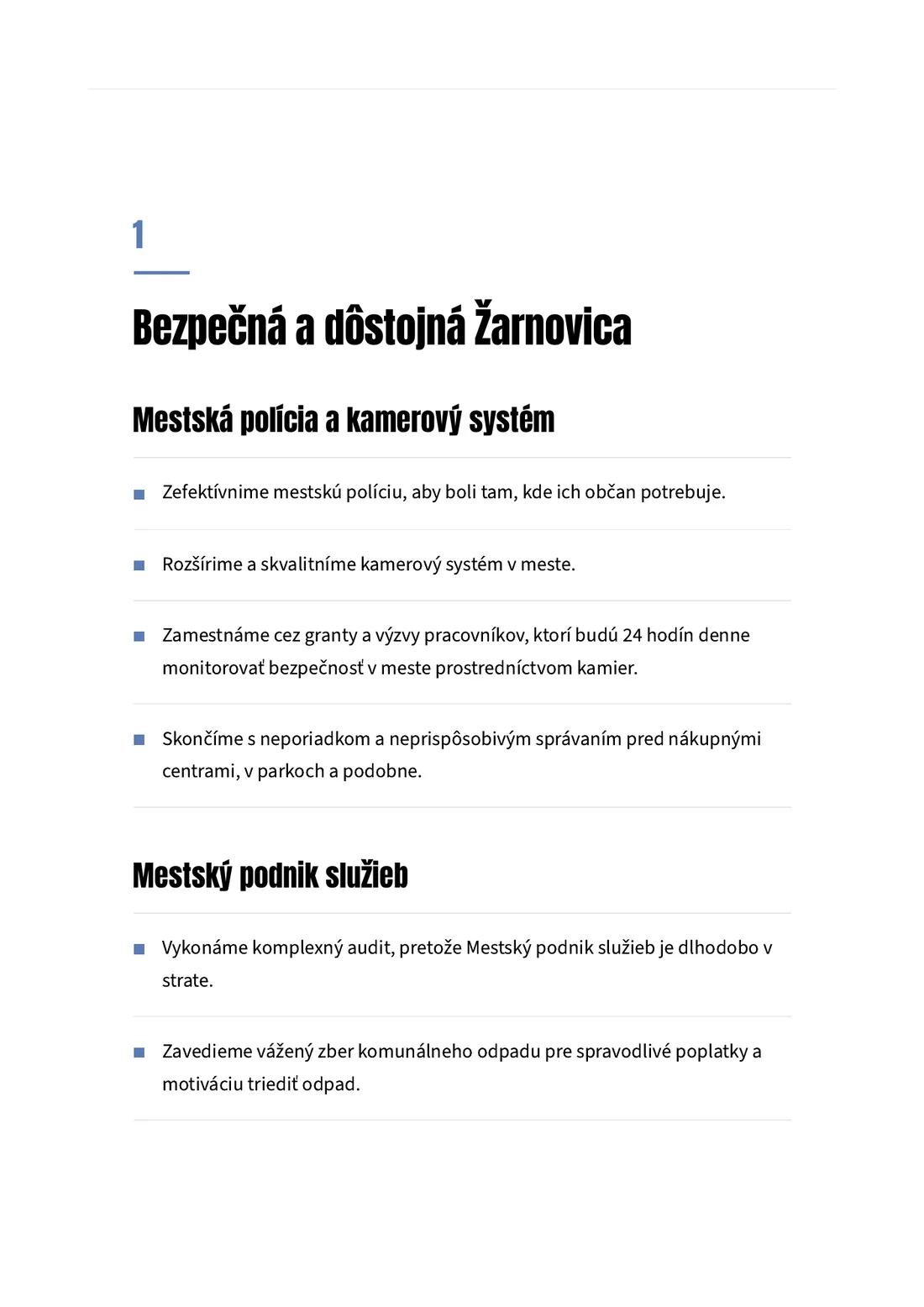 Vytlačená strana programu: oblasť Bezpečná a dôstojná Žarnovica